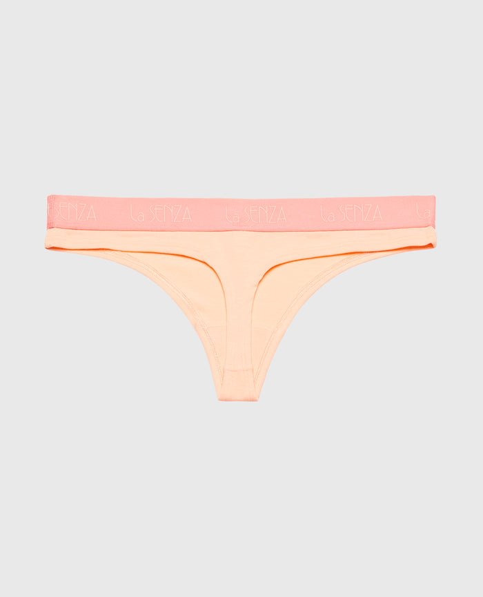 Thong Panty with Art Deco Logo in Pink
