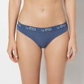 Thong Panty with Art Deco Logo in Vintage Indigo
