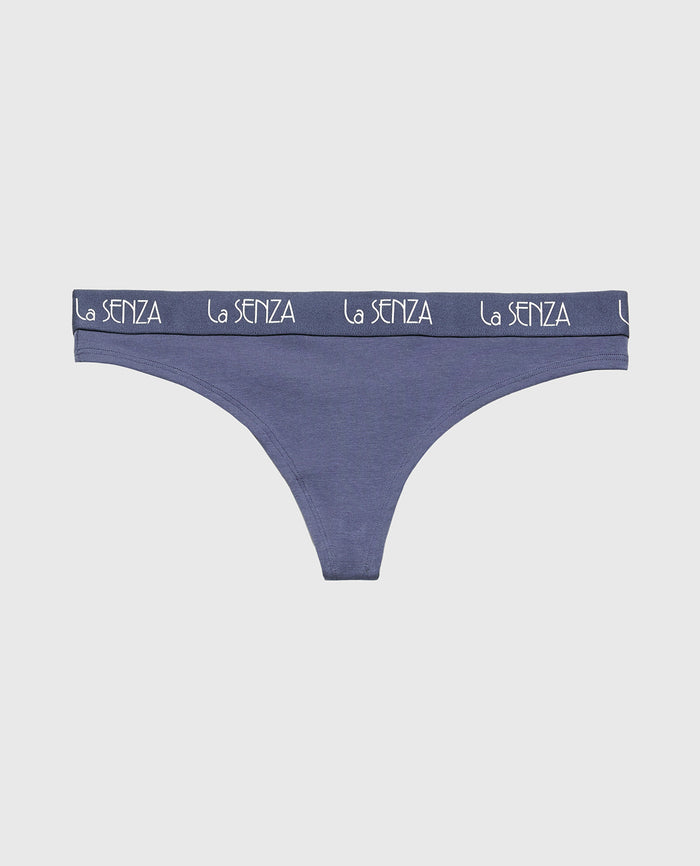 Thong Panty with Art Deco Logo in Vintage Indigo