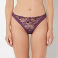 Thong Panty With French Lace in Blackberry Wine