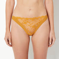 Thong Panty With French Lace in Buckthorn Brown
