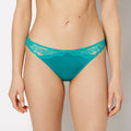 Thong Panty With Lace Micro Trim in Dynasty Green