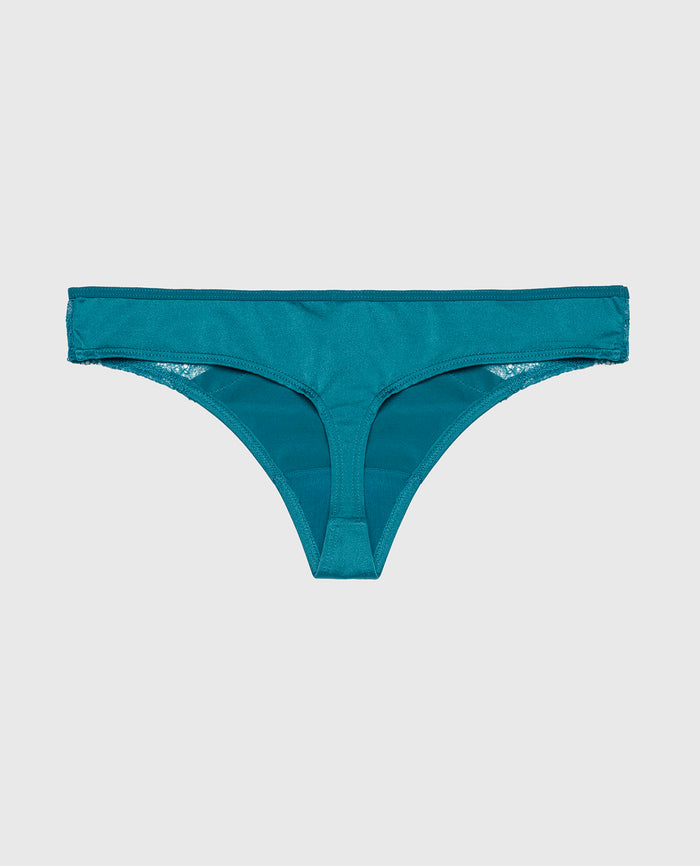 Thong Panty with Lace Micro Trim in Exotic Nights