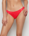 Thong Panty with Lace Micro Trim in Tart Berry