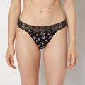 Thong Panty With Lace Trim in Cherry Bouquet