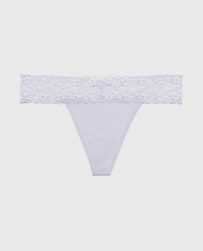 Thong Panty With Lace Trim in Cosmic Sky
