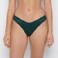 Thong Panty With Lace Trim in Emerald Green