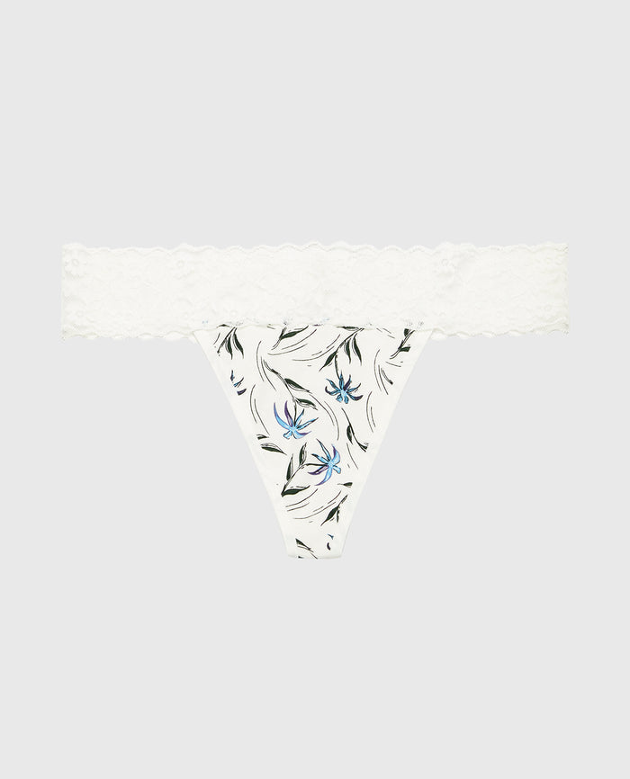 Thong Panty With Lace Trim in Falling Foliage