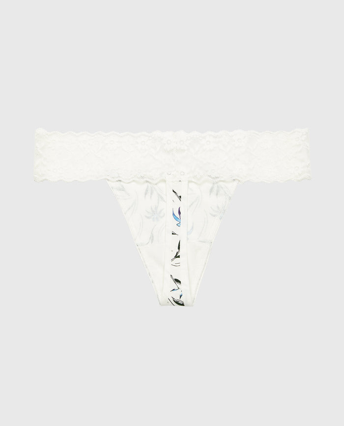 Thong Panty With Lace Trim in Falling Foliage
