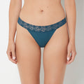 Thong Panty With Lace Trim in Legion Blue