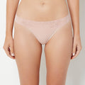 Thong Panty With Lace Trim in Misty Rose