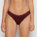 Thong Panty With Lace Trim in Russian Ruby