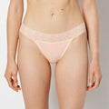 Thong Panty With Lace Trim in Tropical Peach
