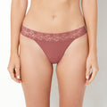 Thong Panty With Lace Trim in Wild Ginger