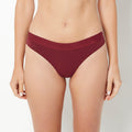 Thong Panty With Logo Band in Cabernet