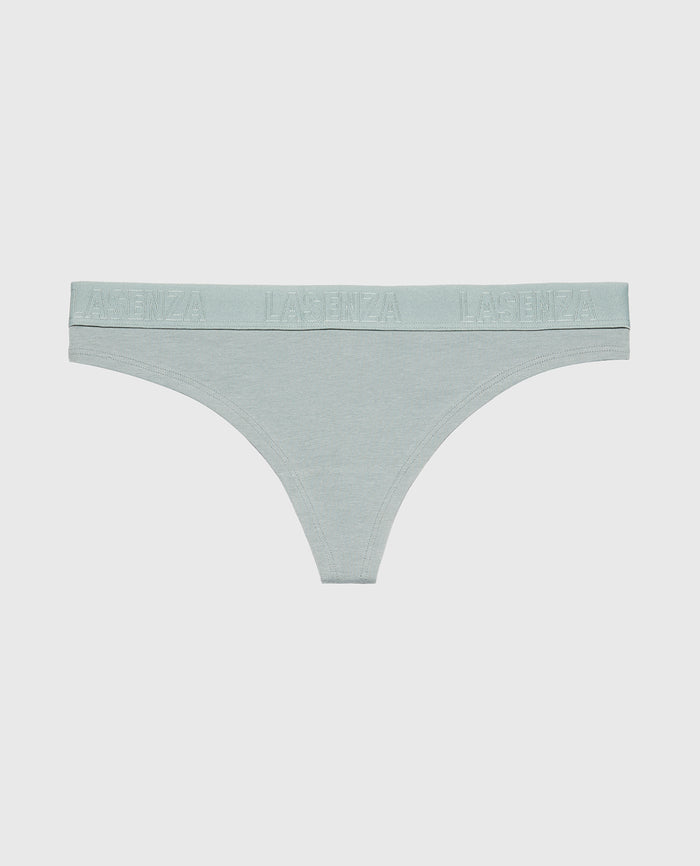 Thong Panty With Logo Band in Lead