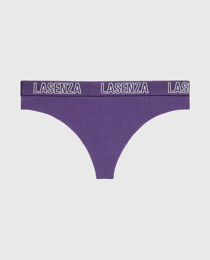 Thong Panty With Logo in Mulberry Purple