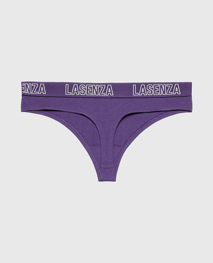 Thong Panty With Logo in Mulberry Purple
