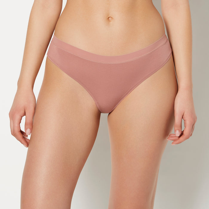 Thong Panty With Vanishing Trim in Deer