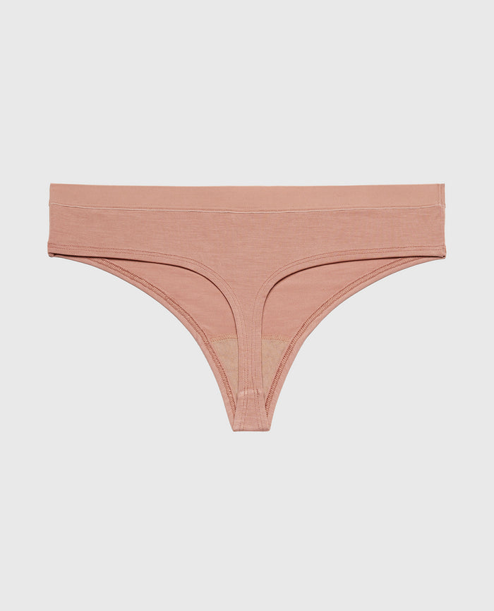 Thong Panty With Vanishing Trim in Deer