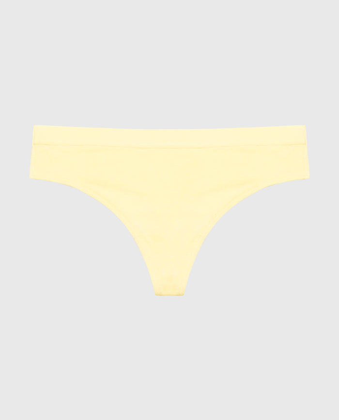 Thong Panty With Vanishing Trim in Pale Banana
