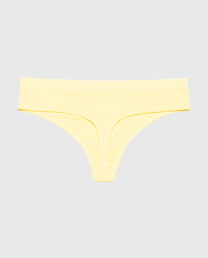 Thong Panty With Vanishing Trim in Pale Banana