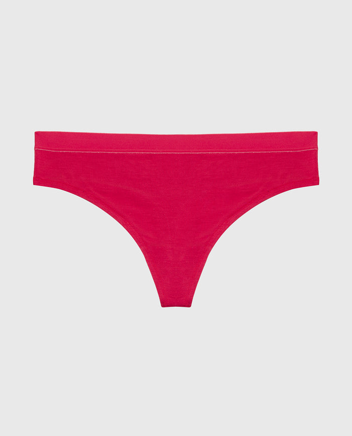 Thong Panty With Vanishing Trim in Passion Red