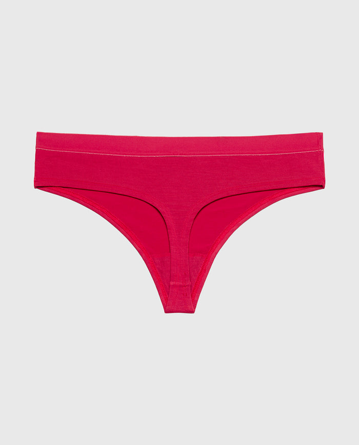 Thong Panty With Vanishing Trim in Passion Red