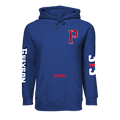 Royal Blue Throwback Detroit 313 Fireside Hoodie - Front View, Pistons P Patch & Sleeve Graphics | Greyson Clothiers