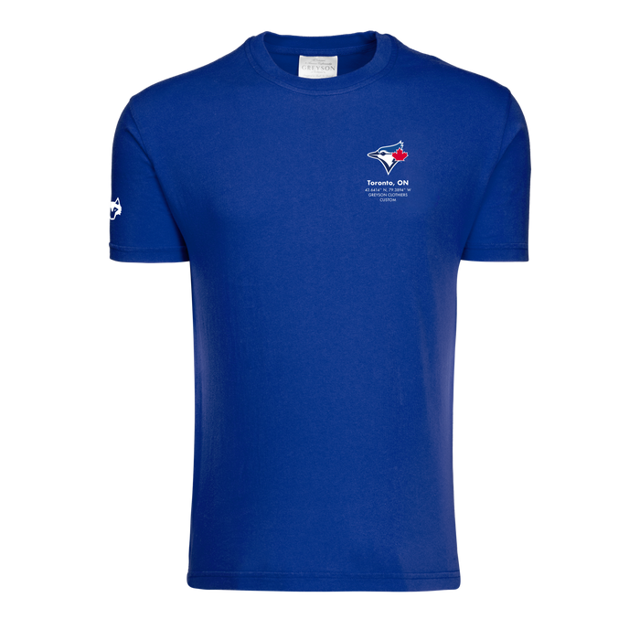 Royal Blue Cotton Toronto Blue Jays Crewneck Tee - Front View | Greyson Clothiers