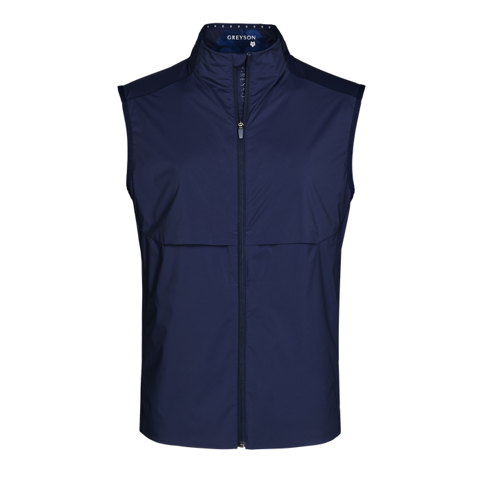 Maltese Blue Nylon Trailwolf Hybrid Sport Vest - Front View, Full-Zip | Greyson Clothiers