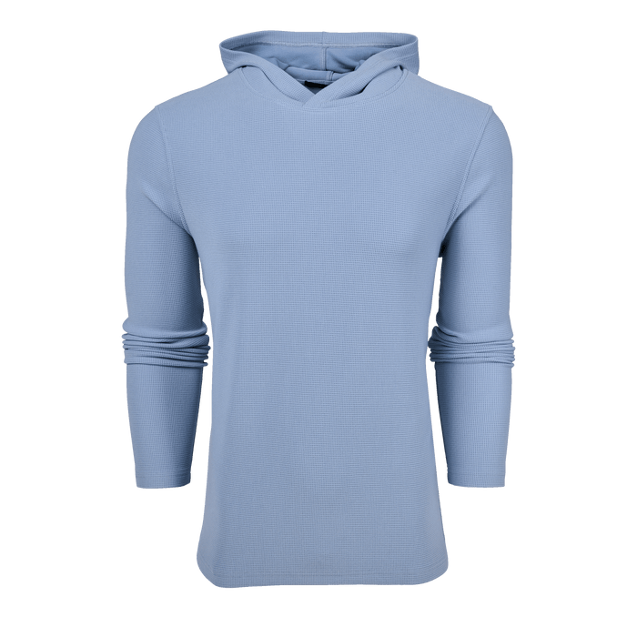 Pacific Fog Traverse Waffle Hoodie - Front View, Men's Thermal Waffle Hoodie | Greyson Clothiers