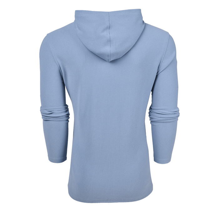 Pacific Fog Traverse Waffle Hoodie - Back View, Double-Layer Hood Detail | Greyson Clothiers