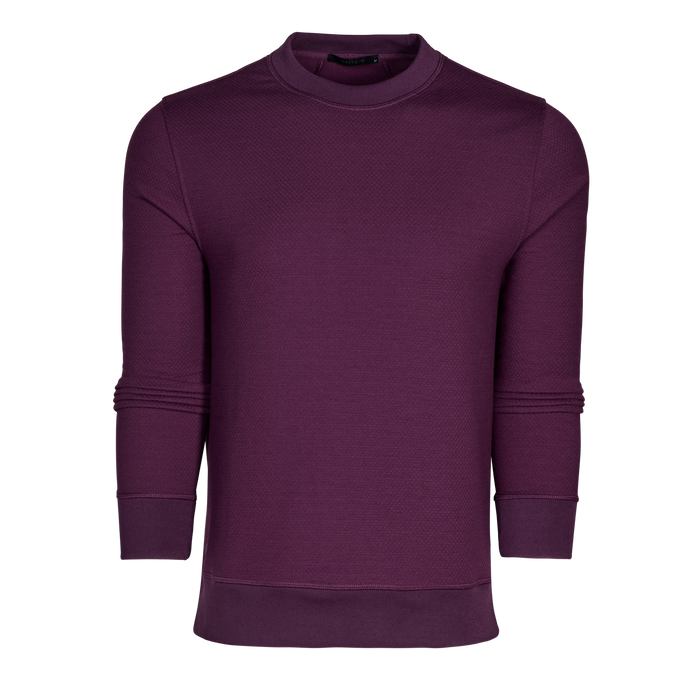 Zion Deep Plum Textured Fleece Troy Crewneck Sweatshirt - Front View | Greyson Clothiers
