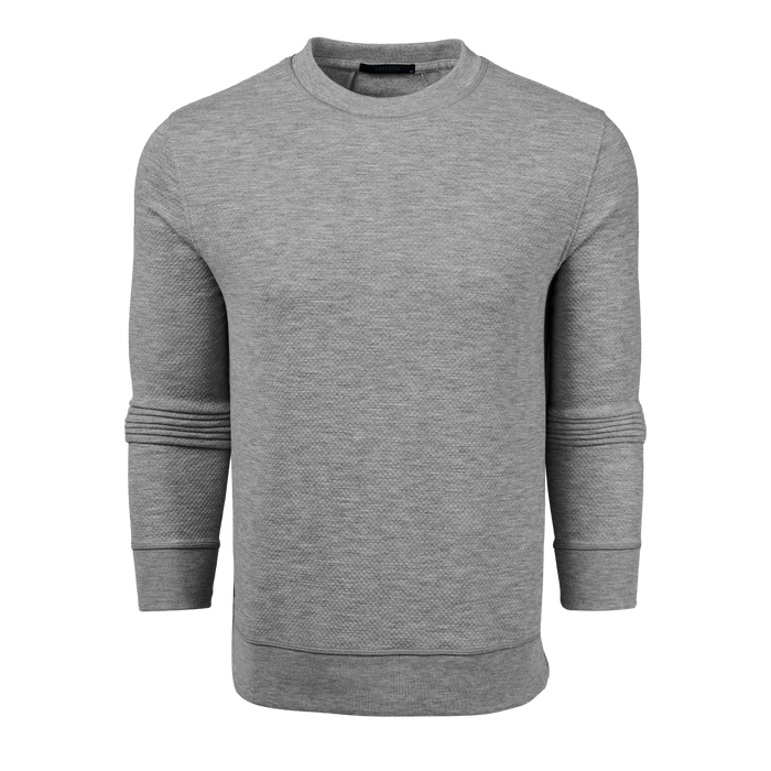 Smoke Heather Textured Fleece Troy Crewneck Men's Sweatshirt - Front View | Greyson Clothiers