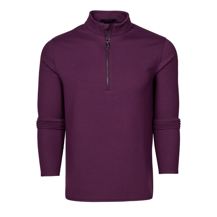 Greyson Clothiers Troy Quarter-Zip in Camp - Front View | Men's Fleece-Back Golf Midlayer