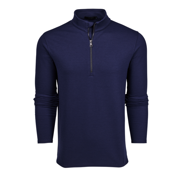 Greyson Clothiers Troy Quarter-Zip in Midnight Falcon - Front View | Men's Premium Golf Midlayer