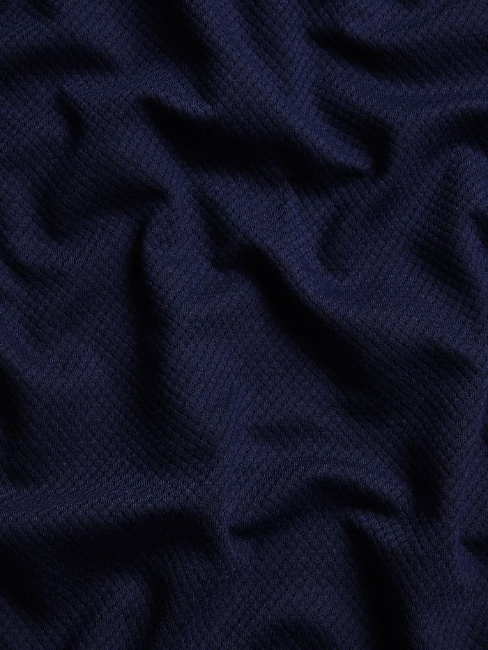 Greyson Troy Quarter-Zip Midnight Falcon - Textured Fleece-Back Knit Fabric Close-Up | Greyson Clothiers
