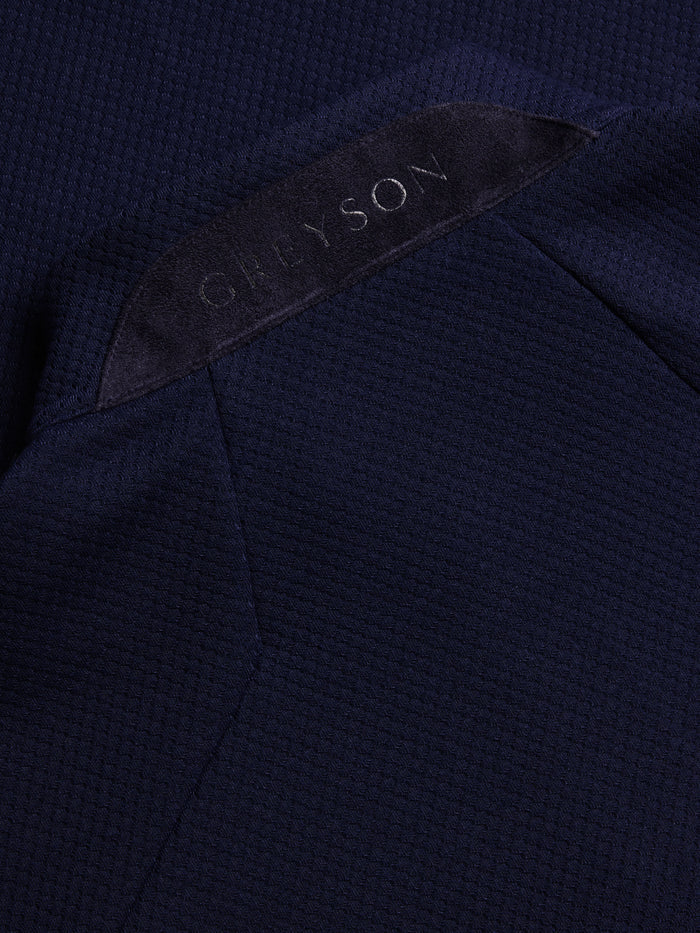 Greyson Troy Quarter-Zip Midnight Falcon - Embossed Faux Suede Back Neck Detail | Greyson Clothiers