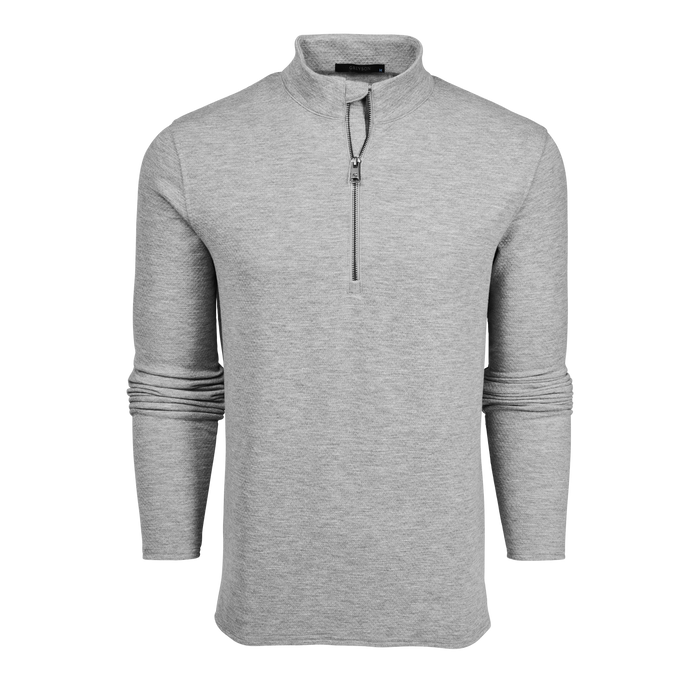 Greyson Clothiers Troy Quarter-Zip in Medium Grey Heather - Front View | Men's Golf Midlayer