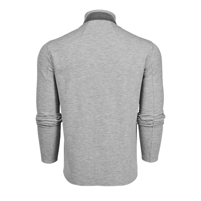 Greyson Clothiers Troy Quarter-Zip Medium Grey Heather - Back View | Men's Premium Quarter-Zip
