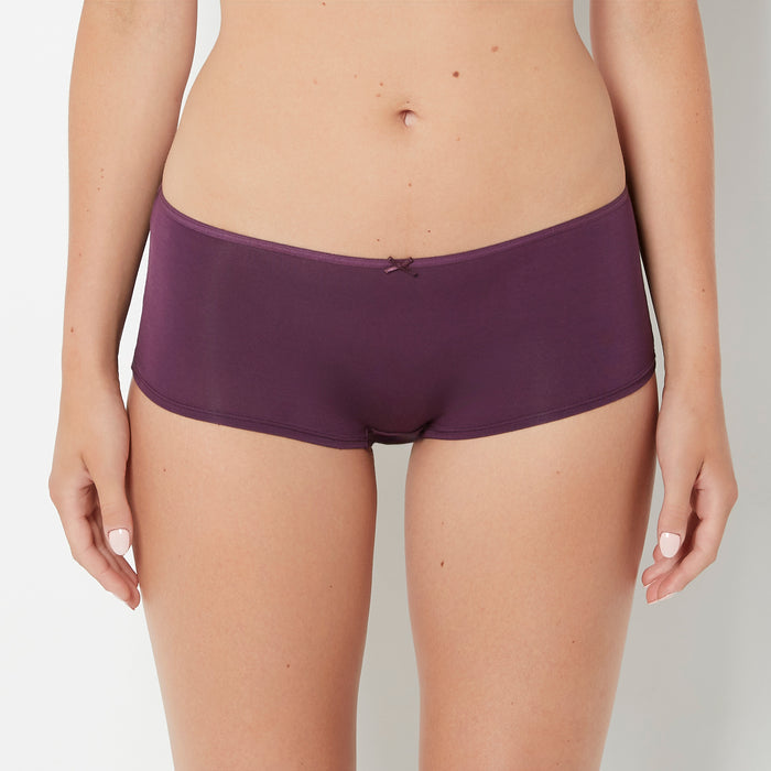 Ultrasoft Boyshort Panty with Bow Detail in Blackberry Wine