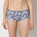 Ultrasoft Boyshort Panty with Bow Detail in Blue Floral Silhouette