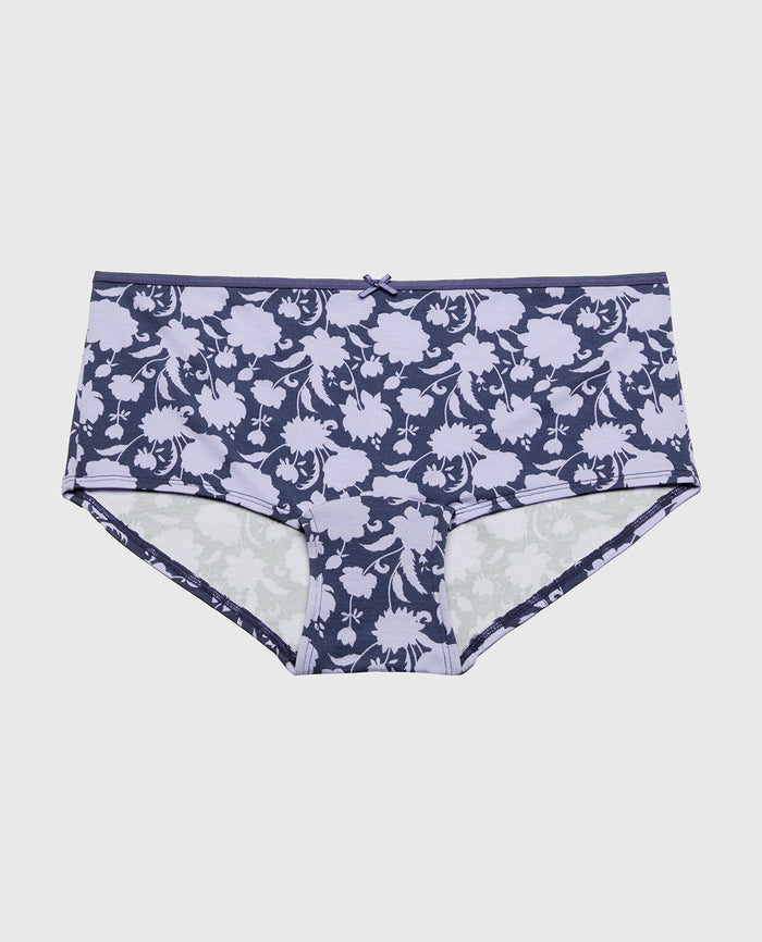 Ultrasoft Boyshort Panty with Bow Detail in Blue Floral Silhouette