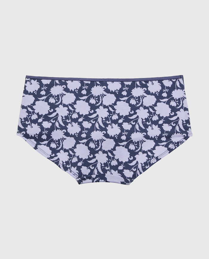 Ultrasoft Boyshort Panty with Bow Detail in Blue Floral Silhouette