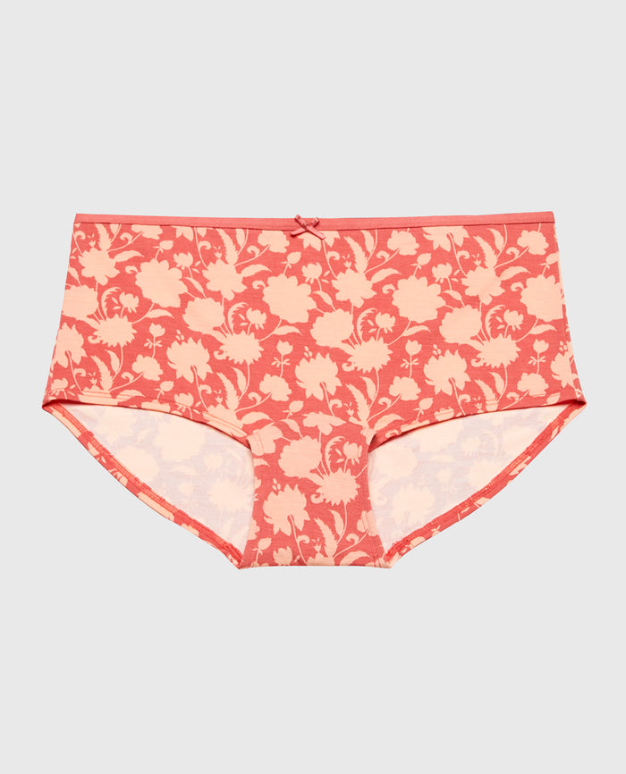 Ultrasoft Boyshort Panty with Bow Detail in Blush Floral Silhouette