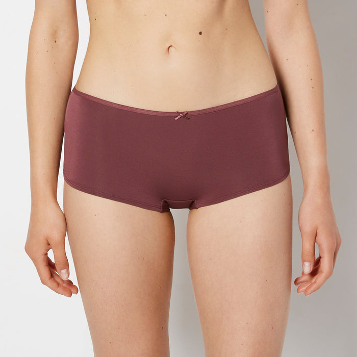 Ultrasoft Boyshort Panty with Bow Detail in Plum Wine