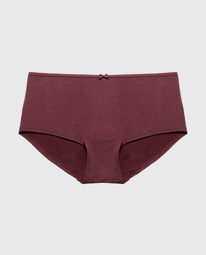 Ultrasoft Boyshort Panty with Bow Detail in Plum Wine
