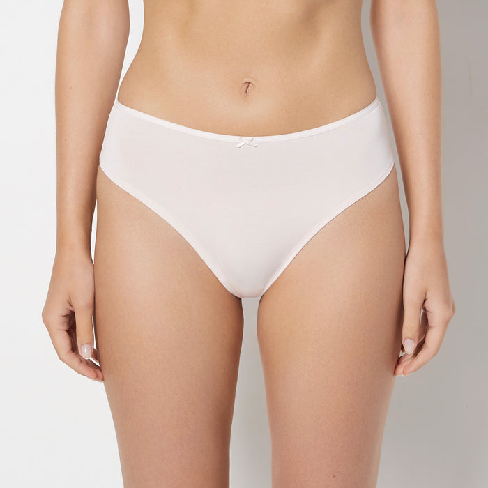Ultrasoft High Waist Thong Panty with Bow Detail in Crystal Pink