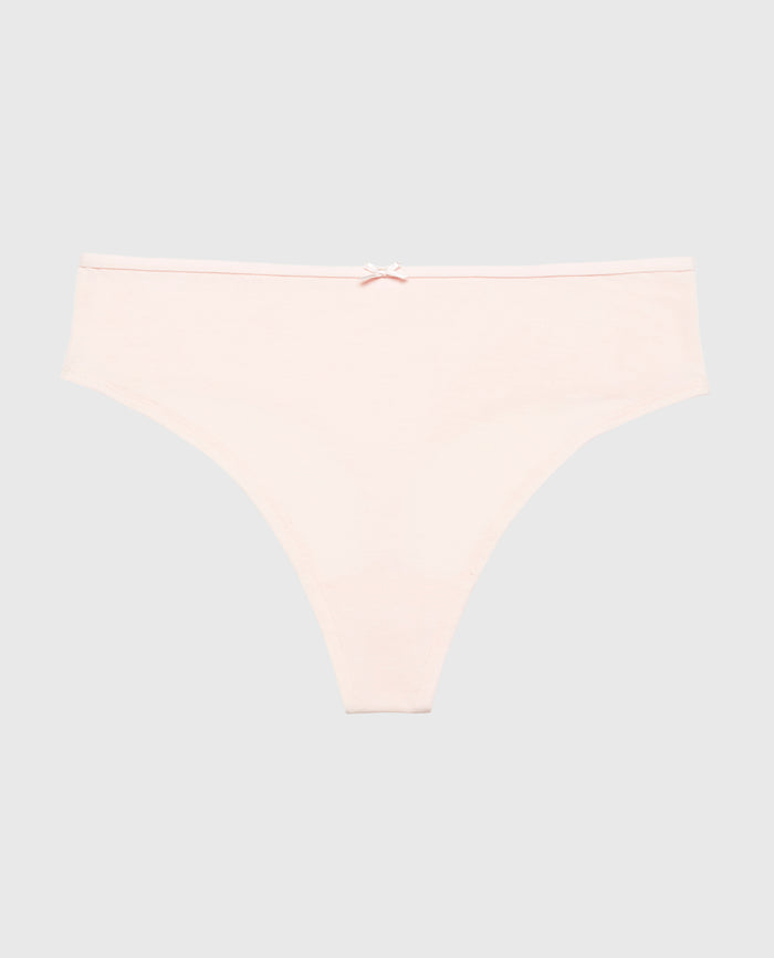 Ultrasoft High Waist Thong Panty with Bow Detail in Crystal Pink